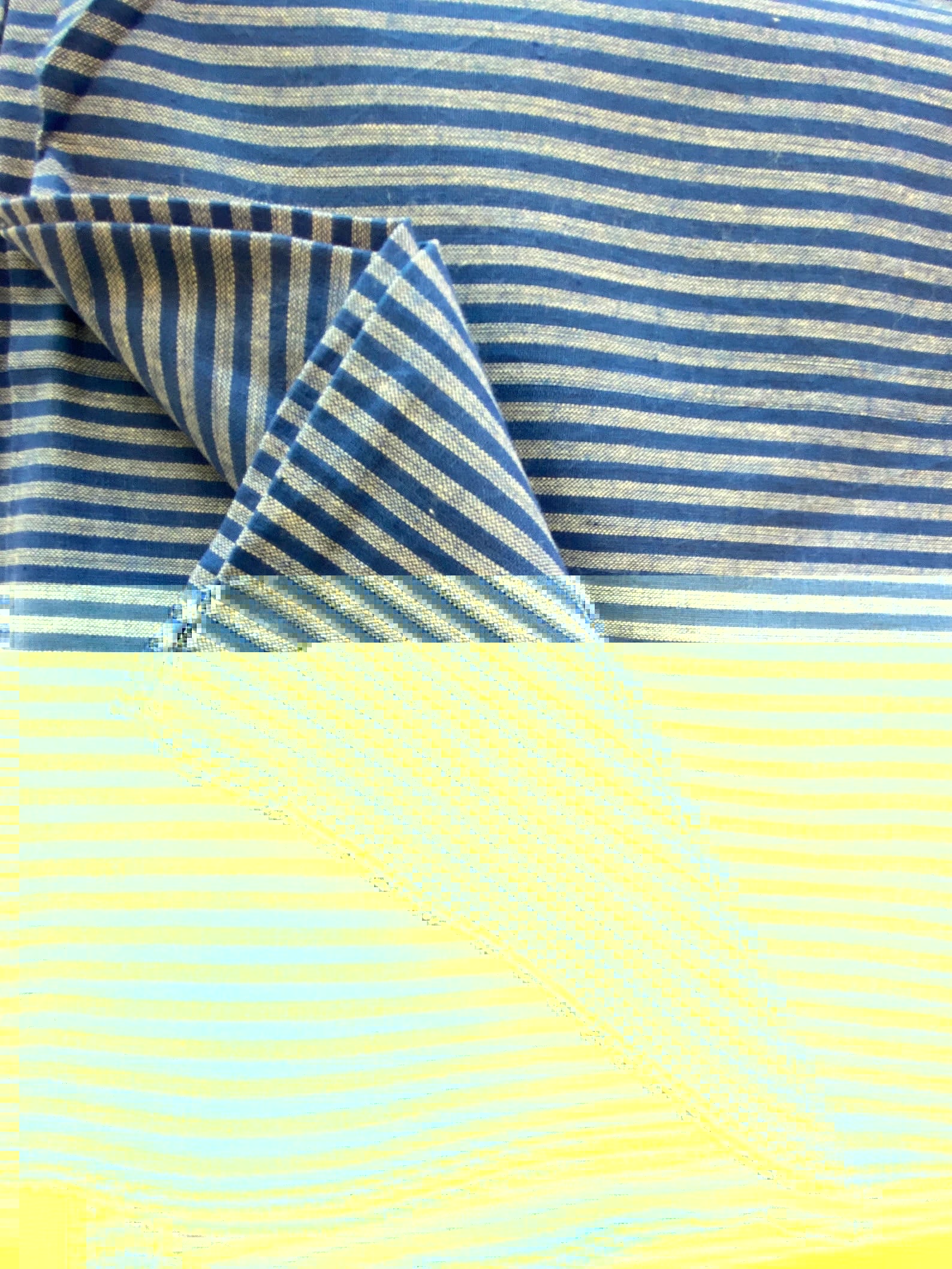 Block printed cotton. Summer weight, indigo dyed, striped fabric