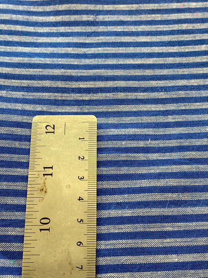 Block printed cotton. Summer weight, indigo dyed, striped fabric